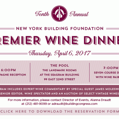 New York Building Foundation Tenth Annual Premier Wine Dinner