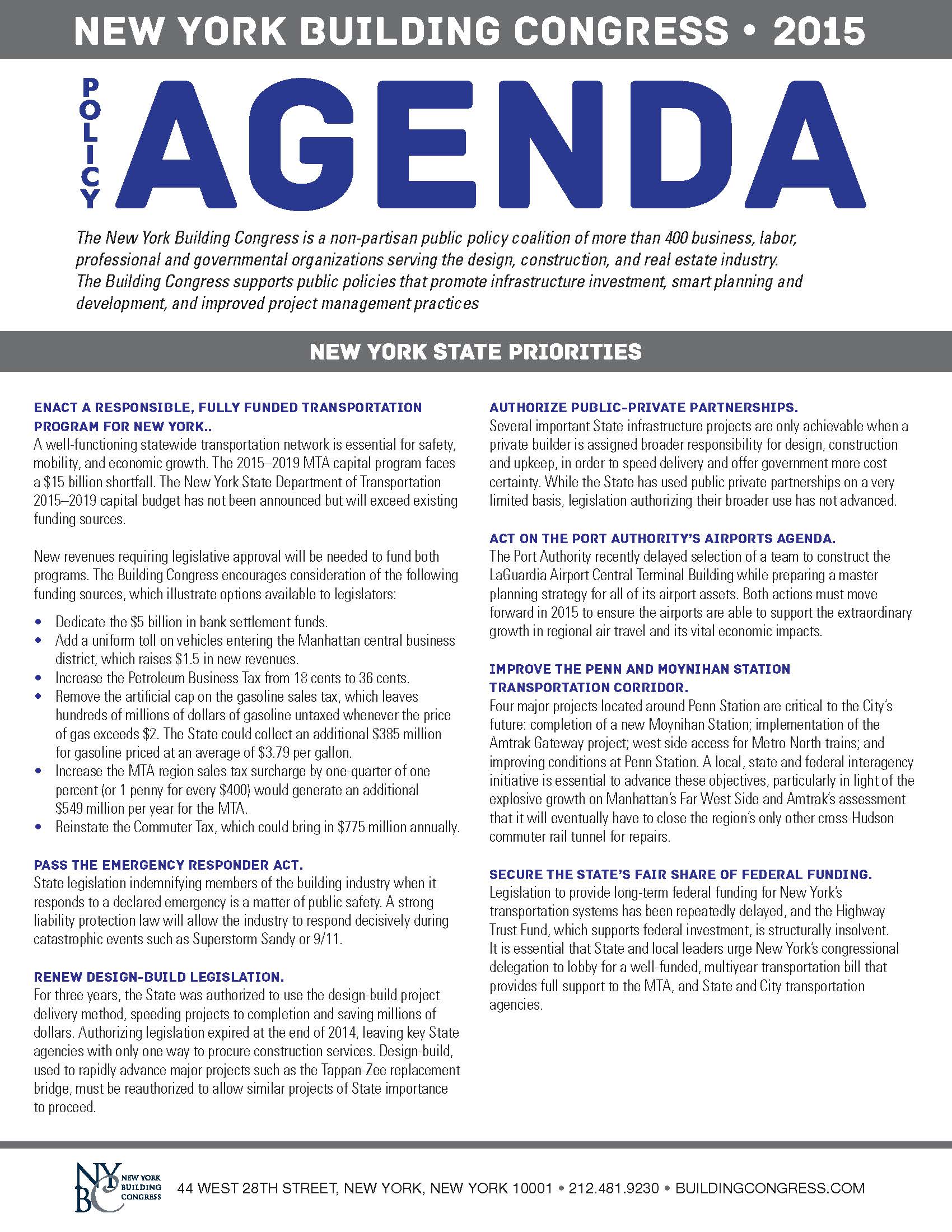 NYBC 2015 Policy Agenda - page 1